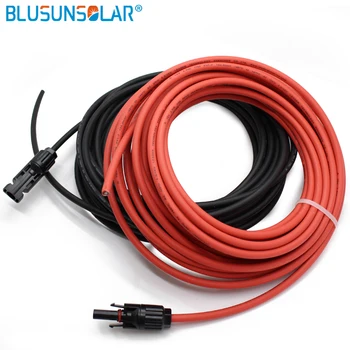 1 Чифт 2-метровия слънчев кабел 4 mm2 конектор, червен женски, черни мъжки, кабелен конектор за слънчеви панели Безплатна доставка