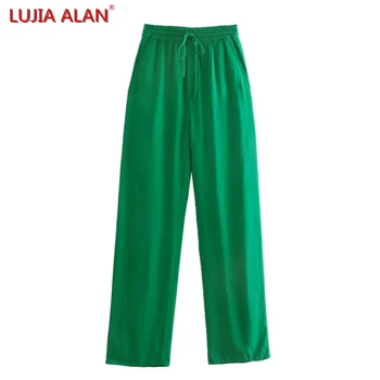 11 Цвята, нови женски прави панталони с еластичен ластик на талията и завязками, ежедневни дамски свободни панталони LUJIA ALAN P3738