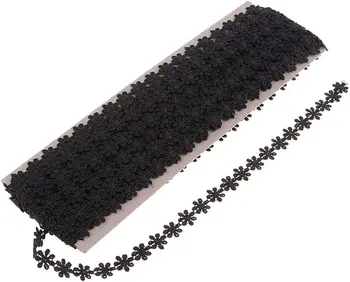 15 ярда малки ромашек, украсяване на слънцето, дантели и апликации за шиене и diy (4 цвята) - Черен