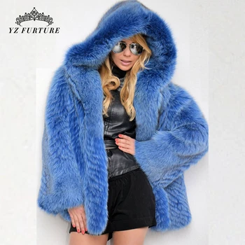 2020 нов стил, палто от естествена кожа, качулка, яке от естествена кожа, дамски зимни топло кожено палто от лисьего кожа, висококачествена кожа жилетка, Директна доставка