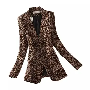2022, Нов модерен женски блейзър, леопардовый костюм OL с дълъг ръкав, палта, Блейзери, Якета, офис дамски блузи, байкерская яке, Връхни дрехи, Блузи