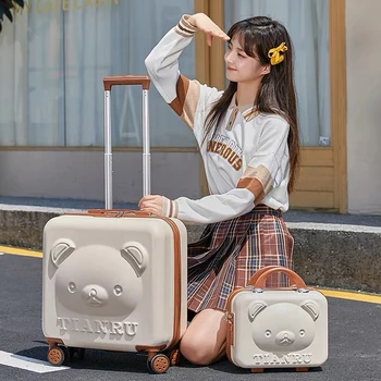 2023 Нов Cartoony пътен куфар с ръчна чанта, 20-инчовата чанта за количка за момичета, Модерен женски Куфар на колела, Комплект за багаж