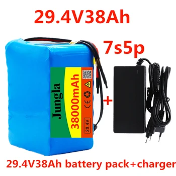 24 В 38Ah 7S5P батерия 250 W 29,4 В 38000 ма литиево-йонна батерия за инвалидни колички, електрически велосипед, комплект с BMS + зарядно устройство