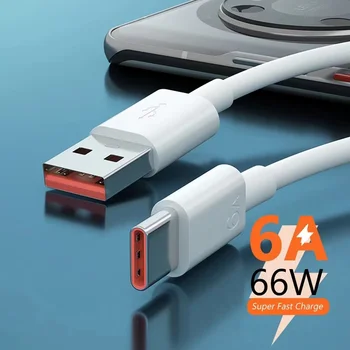 66 W 6A USB Type C Кабел Супер бързо Зареждане, Кабел За Huawei P50 Xiaomi Mi 12 10 Pro Samsung S22 Бързо Зареждане C USB Кабел За Трансфер на Данни