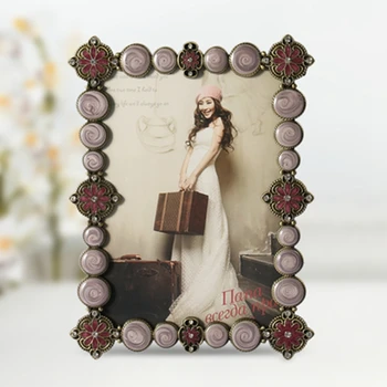 Fashion6/7inch Розови/сребристо-бели творчески метални рамки, рамка за снимки, подаръци за младоженци за декорация на дома XC048