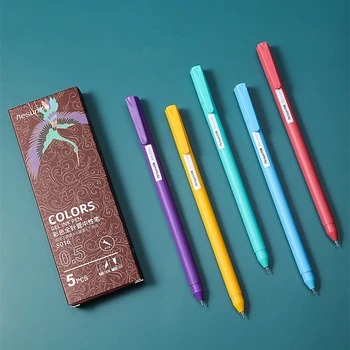 LE 5 бр./опаковане. Гел химикалка Kawaii Натиснете Sign Pens с превръзка за гелевой дръжки Цветно мастило 0,5 мм, сладки канцеларски материали за офиса