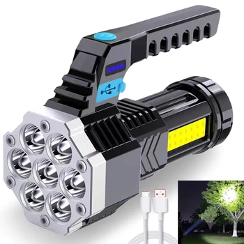 Led фенерче ZK30, мощен USB-акумулаторна фенерче, преносима градинска лампа, вградена батерия, 7 led светлини COB