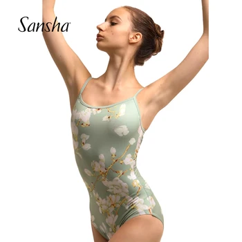 Sansha 2022 Ново дамско танцово трика на бретелях от полиестер със зелен цветен модел 50BA1150P