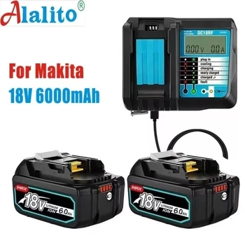 Акумулаторна Батерия за Инструменти Makita 18V BL1860 B 18V 6.0 AH Резервна Батерия за Makita 18V BL1860 BL1840 BL1850 със Зареждането на DC18RF