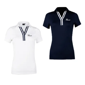Дамска спортна риза с къси ръкави игрища на открито, ежедневни тънка риза поло с къс ръкав, дишаща, впитывающая пот тениска, дрехи за голф
