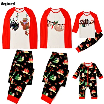 Еднакви комплекти за коледното семейството, топ + панталони за мама и татко, пижамный комплект, Коледни пижами, детски гащеризон, празнична облекло