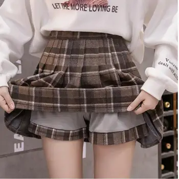 Есенно-зимна пола, дамски панталон с дрямка 100, плиссированная пола за колеж, модни пола големи размери 