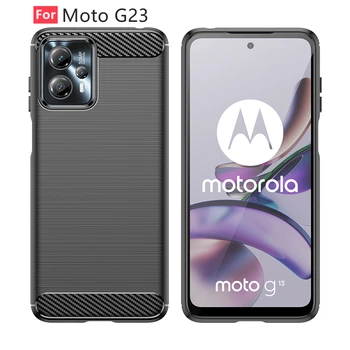 За Корицата на Moto G23 Калъф За Мото G23 Саппу Броня от Въглеродни Влакна на Силиконова Делото устойчив на удари Мек Калъф от TPU Motorola Moto G23 G 23