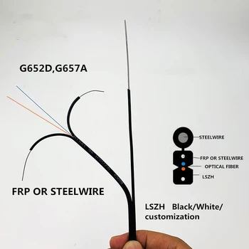 Здрав оптичен кабел от нов тип за помещения, 2-жилен GJXH-2 (черен)