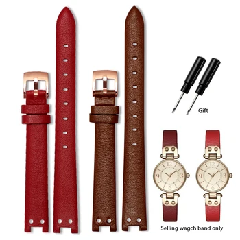 каишка от естествена кожа 12 мм за Anne Klein Notch AK Момиче Small Shield ретро мека удобна каишка за часовник Аксесоари червено и Кафяво