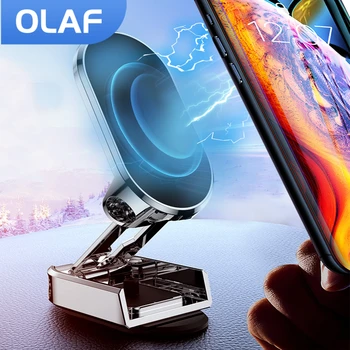 Магнитен Кола телефона Олаф, въртящи се на 360 градуса, магнитен държач телефон в колата, сгъваема поставка за мобилен телефон за автомобил закрепване на GPS