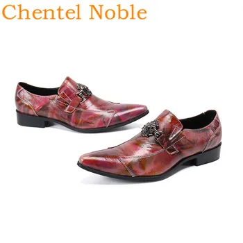 Марка Chentel Manual Gentleman, разход на цвят, мъжки обувки с остри пръсти, 2021, модел обувки с метален орнамент, ниски вечерни мъжки обувки големи размери