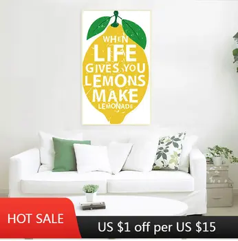 Модерен е, когато животът ти дава лимони, Пригответе лимонада, Интериор за кухня, печат върху платно, плакати, стенни художествени картини, декорации за дома