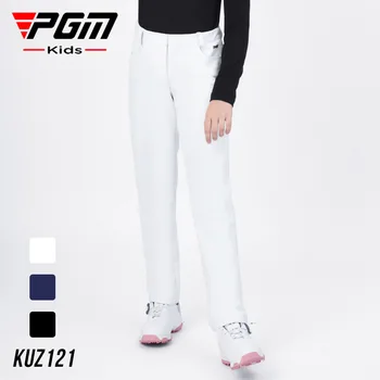 Модни панталони за голф за момичета PGM, плюшени сгъстено ветроупорен и топли детски спортни панталони за голф, есенно-зимни младежки дрехи S-XL