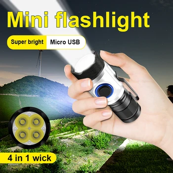 Мощен led фенерче 18650 Mini Tactical Факел Light USB Акумулаторна батерия за Преносим Ръчно Фенерче Светкавицата на Ловен фенер LED