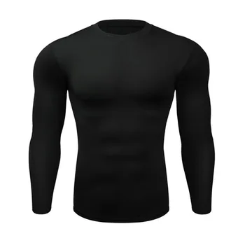 Мъжка спортна тениска за бягане с дълъг ръкав, дрехи за мъже, термокостюм за бодибилдинг, компресия на бързо съхнещи чорапогащи, риза