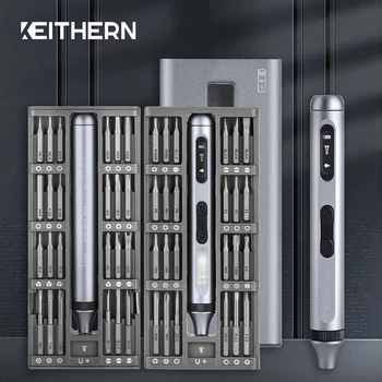 Набор от Прецизни Електрически Отвертки KEITHERN Type-C С Бързо Зареждане, Отвертка С Бестеневым Осветление, Професионални Инструменти За Ремонт