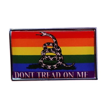 Не стъпвайте върху мен, эмалированная жени, брошка с розови флага Гадсдена, иконата на гей-прайда на правата на ЛГБТ