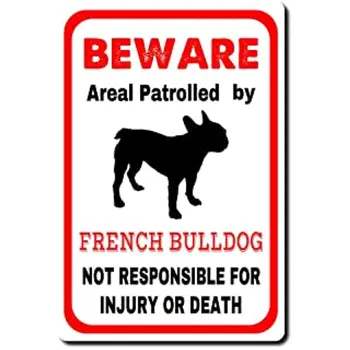 Нова Лидице Знак French Bulldog предупреждава, Че Имотът се охранява френски Булдог-Метална Реколта Лидице Знак Декор на Стената Изкуство