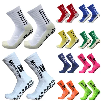 Нови футболни чорапи TD Round Silicone с противоскользящим покритие, мъжки и дамски спортни дишащи футболни чорапи