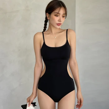 Новият японски корейски жена едно парче обикновен бански с каишка и дырявой облегалка, секси тънък бански за курорта горещите извори