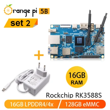 Оранжев Pi 5B 16 GB 256 GB + Блок захранване RK3588S двойна лента Вграден WIFI + BT Gigabit порт lan Mini-PC Одноплатный Компютърен набор