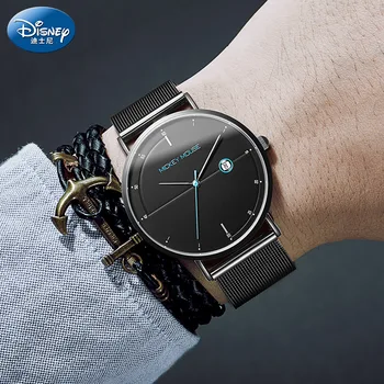 Оригинален кварцов часовник Disney с Мики Маус, неутрална от дата, мрежести ръчен часовник от неръждаема стомана, мъжки, женски, мъжки часовник-гривна Reloj
