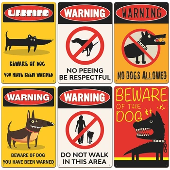 Предупредителни метални консервени знаци с кучето, ретро плакат, Пазете се от кучетата, ретро Тенекеджия стикери, стикери за стена за градината, украса на вратите на семейния дом