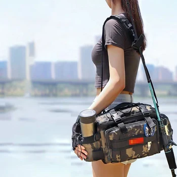 Преносима поясная чанта за риболов, чанта за риболовни принадлежности, кутия за съхранение на риболовни примамки, спортна поясная чанта на едно рамо, чанта през рамо