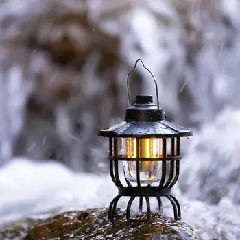 Ретро Преносим фенер за къмпинг 1200 mah, градинска керосин реколта лагерная лампа, лампа за палатка, фенер за разходки, альпинистский двор