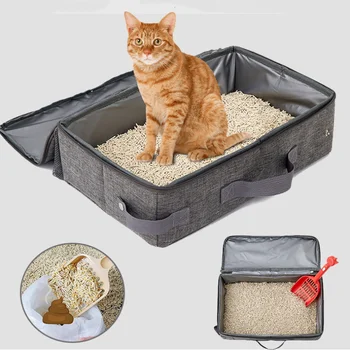 Сгъваема носилка кутия за котки с капак, Сгъваема носилка кутия за котки с капак джоб от водоустойчив плат Оксфорд, полипропиленова дъска, Преносим ZD01