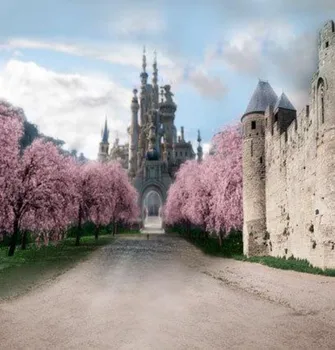 Средновековен приказен замък принцеса Фон с цветен дърво от полиэстеровой или винил плат с високо качество с компютърна печат на стената