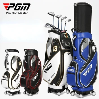 Стандартна чанта за голф PGM, професионална кожа водоустойчив голф чанта от изкуствена кожа, клубна въздушна възглавница голям капацитет, комплект с колело QB100 new