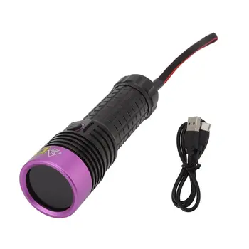 Ултравиолетово фенерче с лилаво светлина 365 Nm, led фенерче с USB-кабел за откриване на банкноти