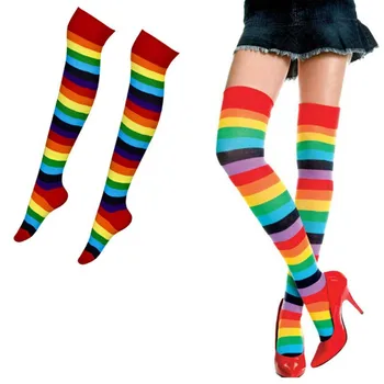 Чорапи в розово ивица, многоцветни дълги ръкавици, комплект женски преливащи отглеждане на лгбт-прайда, младежки празничен чорапи за момичета