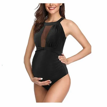 2023, костюм за бременни жени с висока талия, бански костюми, монофонични едно парче, разширения, плиссированный, монтиране корем, секси бански костюм