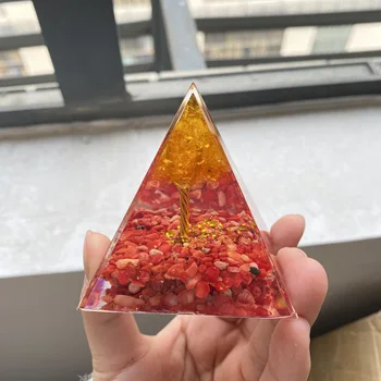 6 см Естествени кристали Оргоновая Пирамида на Дървото на Живота Рейки Инструмент за медитация върху Чакрите Генератор на енергия Декорация на дома, Подарък за рожден Ден на Нова