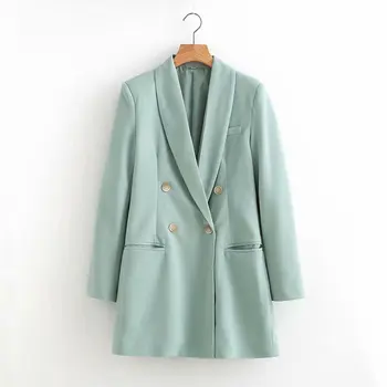 Bella philosophy 2019, женски есен однотонное палто с дълъг ръкав, двубортный офис женски сако, дамски сини ежедневни връхни дрехи, блузи