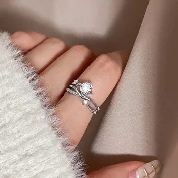 CAOSHI Шик дизайн, Ярки кристални годежни пръстени, Модни дамски аксесоари за годеж, Украса в асимметричном стил за церемонията