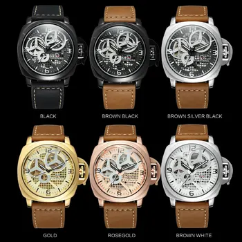 FORSINING 2023, луксозни мъжки часовник с дизайн на скелета, автоматични механични ръчни часовници самостоятелно ликвидация, часовник с каишка от естествена кожа