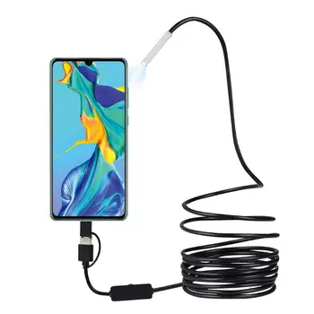 USB Ендоскоп 3в1 Бороскоп 3,9 мм ультратонкая водоустойчив инспектиращата змия камера Micro USB Type C led подсветка