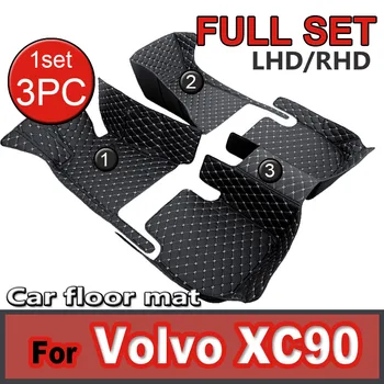 Автомобилни стелки за Volvo XC90 MK2 7 Seat 2015 ~ 2022, набор от кожени постелки, детайли на интериора на колата, водоустойчив мат, автомобилни аксесоари