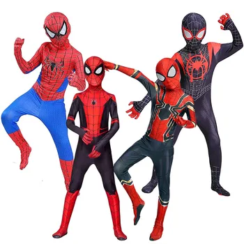Детски костюм на супергерой на Човека-паяк, костюми за cosplay Унисекс за Хелоуин, детски костюми за възрастни, гащеризон на Човека-паяк