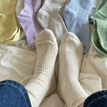 Кавайные Японски Модни Чорапи с Блестящи Чорапи, Дамски Чорапи, Сладки Обикновена Чорапи в стил Колеж, Памучни Чорапи в стил Харадзюку, медии
