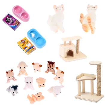 Куклена къща 1: 12, домашна котка, Кула върху дърво, Играчки намалени, мебелен интериор за 1/12, мебели за куклен театър у дома, аксесоари за украса